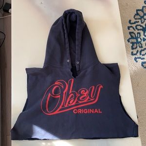 Blue and red Obey cut off